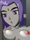 Raven from Teen Titans strips down and uses a sex toy